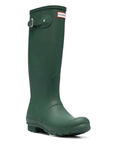 Hunter Original Tall Vulcanised Natural Rubber Wellington Boots In Green