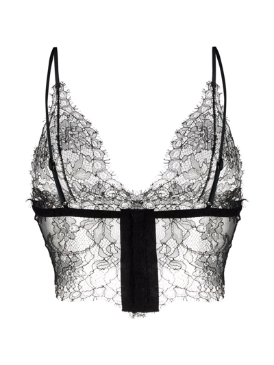 Dolce & Gabbana Lace-panel Spaghetti-strap Bralette In Black