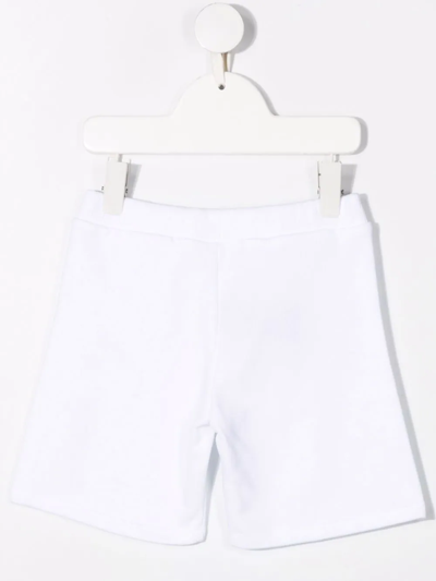 Shop Balmain Logo Print Shorts In White