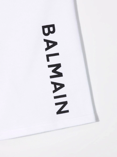 Balmain Logo Print Shorts In White