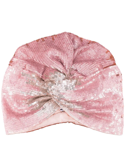 Shop Mary Jane Claverol Krissi Sequin Turban In Pink
