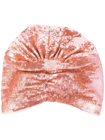 Shop Mary Jane Claverol Krissi Sequin Turban In Pink