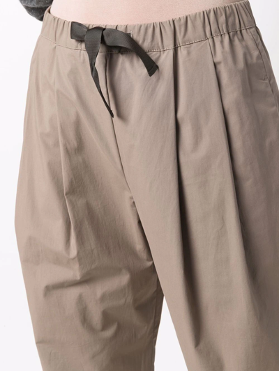 Shop Brunello Cucinelli Drawstring Cropped Trousers In Brown