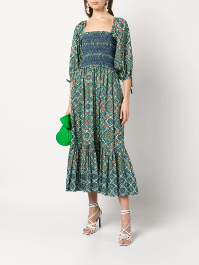 Shop Cara Cara Jazzy Tile-print Dress In Green