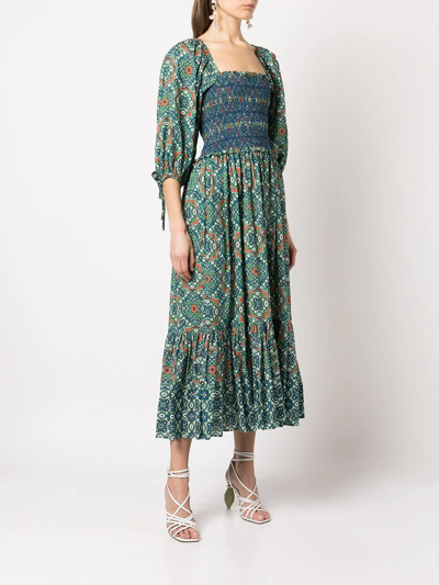 Shop Cara Cara Jazzy Tile-print Dress In Green