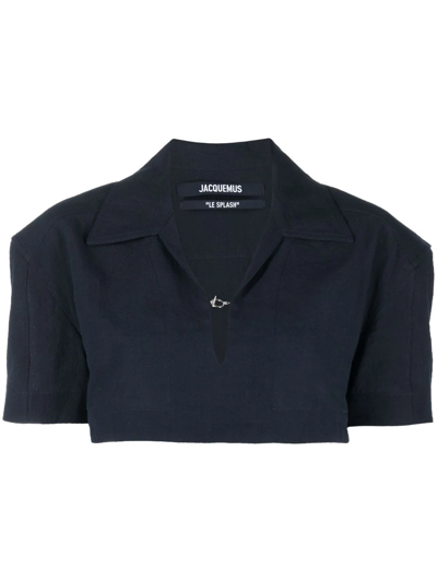 Shop Jacquemus Le Haut Bebi Cropped Shirt In Blue