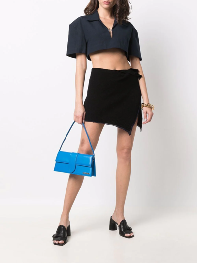 Jacquemus Le Haut Bebi Short-sleeve Hemp And Cotton-blend Top In Blue