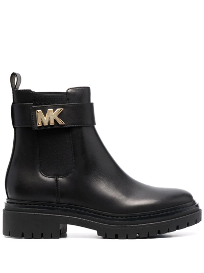Shop Michael Michael Kors Logo-plaque Ankle Boots In Black