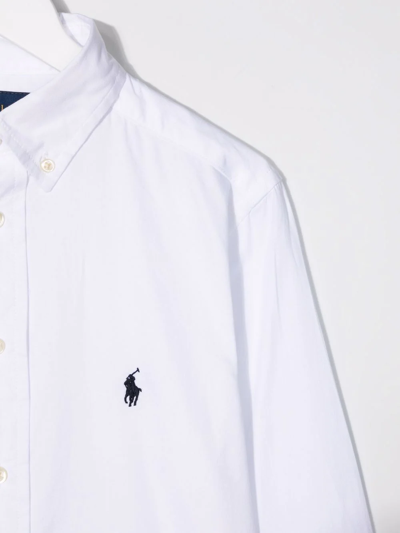 Shop Ralph Lauren Pony Logo Button-down Shirt In White