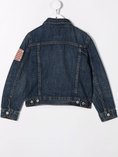 Shop Ralph Lauren Patch-detail Cotton Denim Jacket In Blue