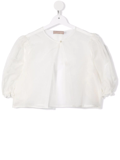 Shop La Stupenderia Teen Puff-sleeved Silk Bolero In White