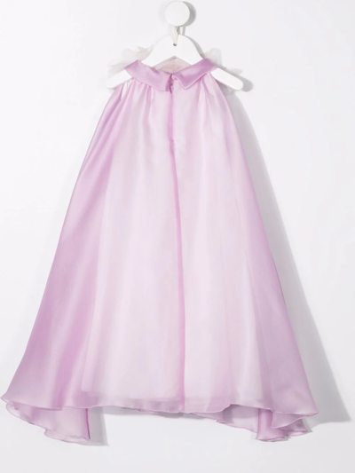 La Stupenderia Teen Floral-appliqué Flared Dress In Purple