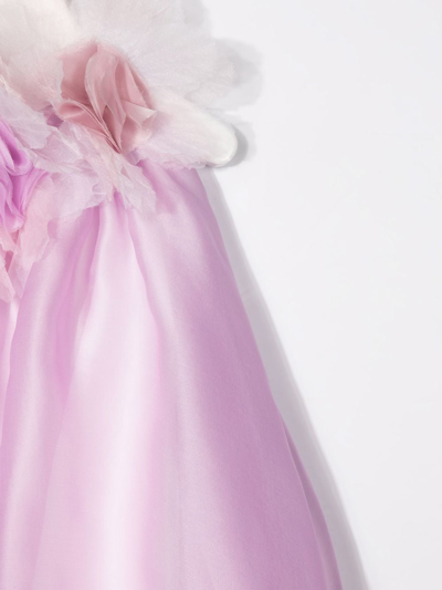 Shop La Stupenderia Floral-appliqué Flared Dress In Purple