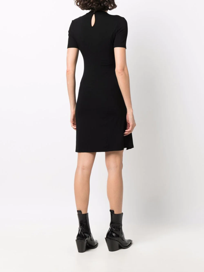 Rabanne Side Snap Ruched Asymmetric Minidress In Black