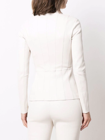Shop Desa 1972 Zipped Fitted Leather Jacket In White