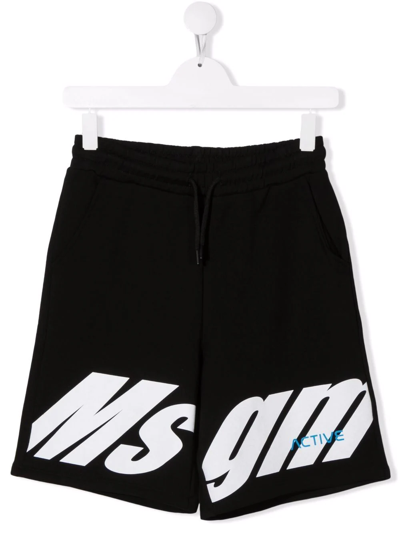 Shop Msgm Teen Logo-print Track Shorts In Black
