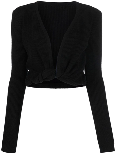 Shop Jacquemus Le Gilet Noué Twisted Cropped Cardigan In Black