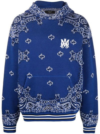 Shop Amiri Bandana-pattern Hoodie In Blue