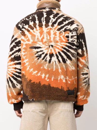 Shop Amiri Tie-dye Pattern Fleece Jacket In Orange