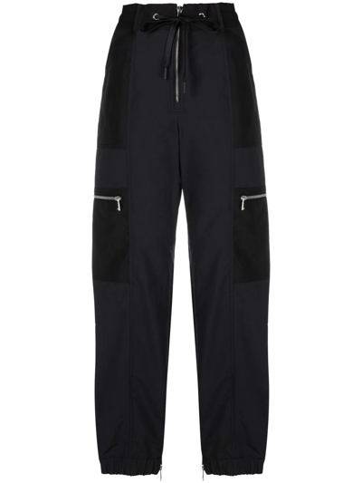 Shop Moncler Drawstring Zip Trousers In Black