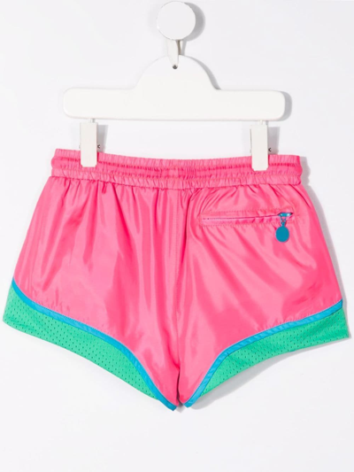 Shop Stella Mccartney Colour-block Drawstring Shorts In Pink