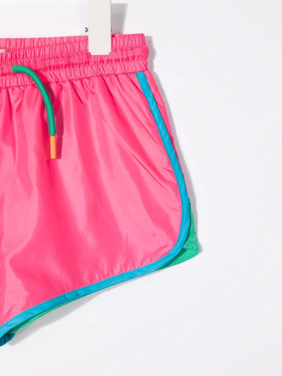 Shop Stella Mccartney Colour-block Drawstring Shorts In Pink