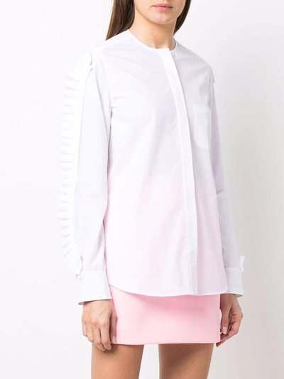 Shop Coperni Ruffle-detail Long-sleeve Shirt In White