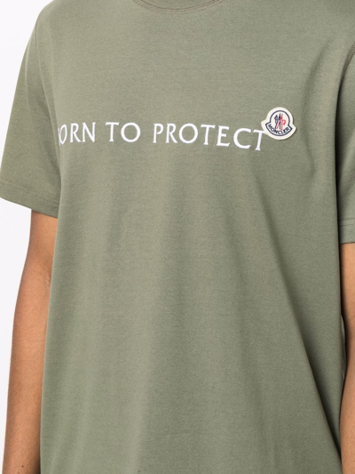 Shop Moncler Born To Protect Logo T-shirt In Green