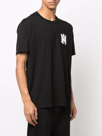 Amiri Jazz Wolf Black Crewneck T-shirt With Logo Lettering On The Front And Maxi Print On The Rear In Cott In Black