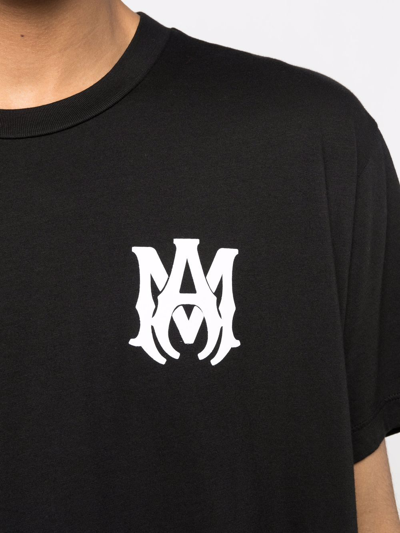 Amiri Jazz Wolf Black Crewneck T-shirt With Logo Lettering On The Front And Maxi Print On The Rear In Cott In Black