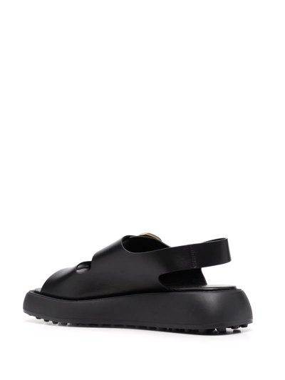 Tod's Gomma Buckled Leather Platform Sandals In Black