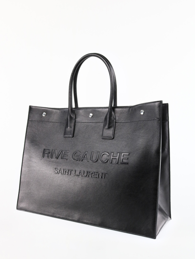 Shop Saint Laurent Rive Gauche Black Tote Bag