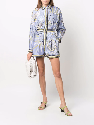 Shop Emilio Pucci Esperidi-print Silk Playsuit In Purple