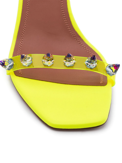 Shop Amina Muaddi Julia Glass 95mm Sandals In Yellow