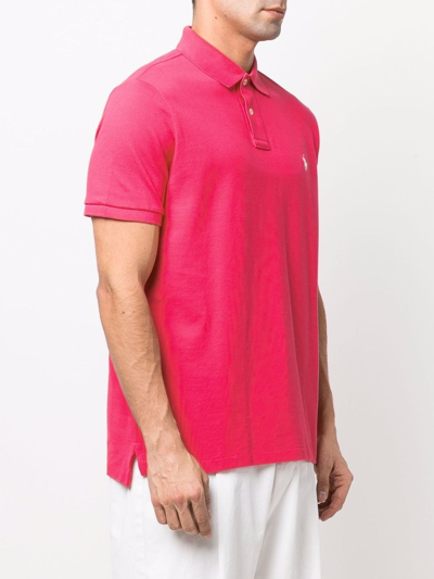 Shop Polo Ralph Lauren Piqué Embroidered Polo Shirt In Pink
