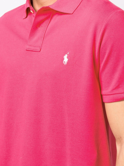 Shop Polo Ralph Lauren Piqué Embroidered Polo Shirt In Pink