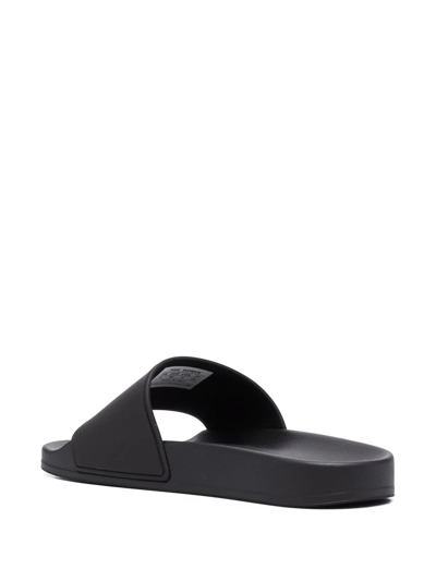 Balenciaga Paris Logo-print Rubber Slides In Black