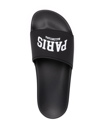 Shop Balenciaga Logo-print Slides In Black