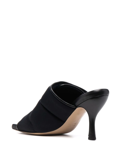 Gia Borghini Womans Scuba And Black Leather Puffy Mules With Velcro Closure In Black