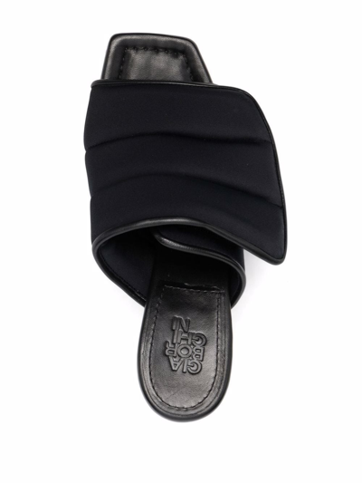 Gia Borghini Womans Scuba And Black Leather Puffy Mules With Velcro Closure In Black
