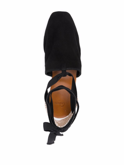 Shop Castaã±er Tie-detail Suede Sandals In Black