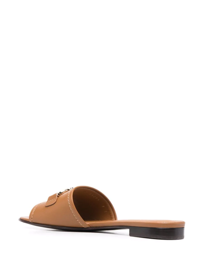 Shop Ferragamo Gancini Leather Sandals In Brown