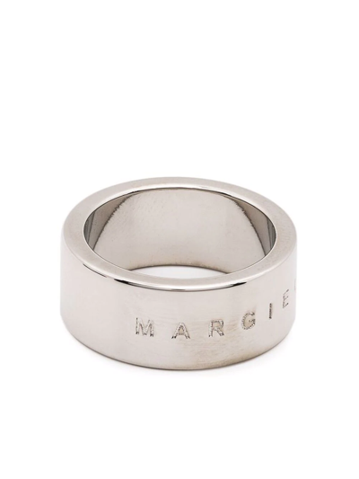 Shop Mm6 Maison Margiela Minimal Engraved Ring In Silver