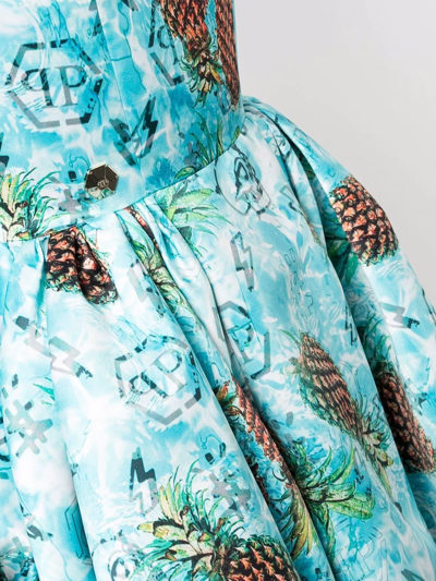Philipp Plein Duchesse Pineapple Skies-print Mini Dress In Blue