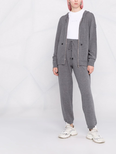 Moncler Cotton Blend Joggers With Lurex Thread In Grey
