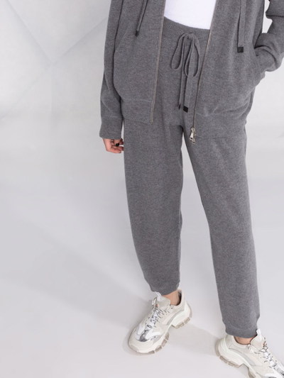 Moncler Ladies Grey Cotton Tapered Track Pants, Size Medium In Grey
