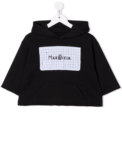 Shop Mm6 Maison Margiela Logo-patch Hoodie In Black