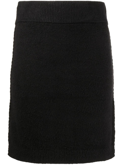 Shop Helmut Lang High-waisted Knitted Skirt In Black