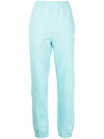 Shop Helmut Lang Logo-embroidered Cotton Track Pants In Blue