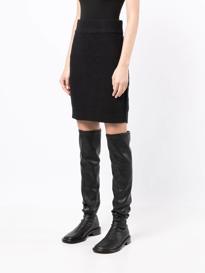 Shop Helmut Lang High-waisted Knitted Skirt In Black